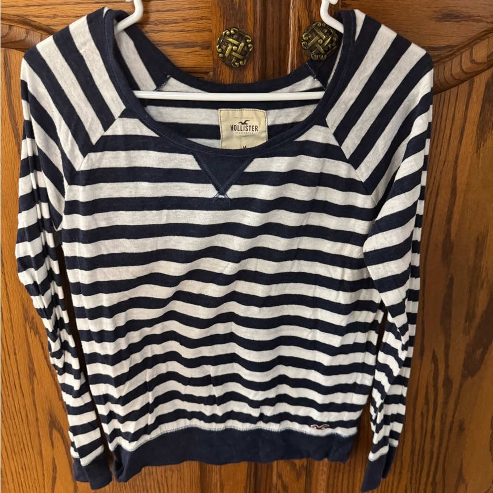 Hollister Blue and White Striped Top